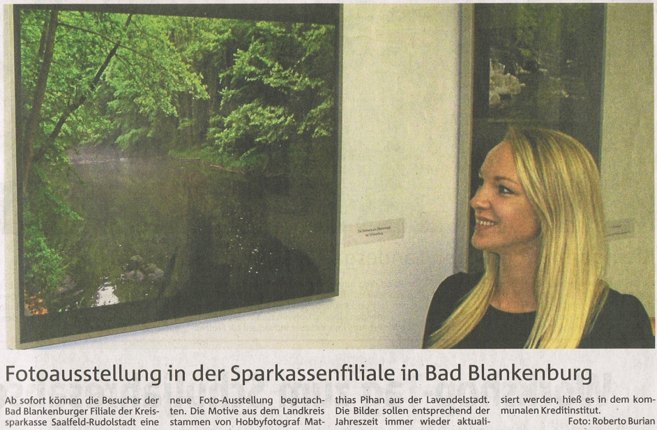 Fotoausstellung in der Sparkassenfiliale Bad Blankenburg - OTZ vom 14.07.2015