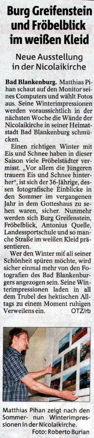 Burg Greifenstein und Frbelblick im weien Kleid - OTZ vom 10.01.2012