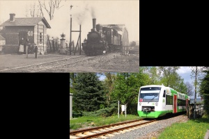 Bahnbergang Schwarzburger Strae - Bildautor: Damals: Paul Toennies, um 1898 - Heute: Matthias Pihan, 08.05.2013